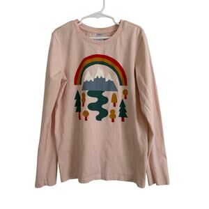 Hanna Andersson size 140 Girls 10 Mountain Rainbow Nature Graphic L/S Tee